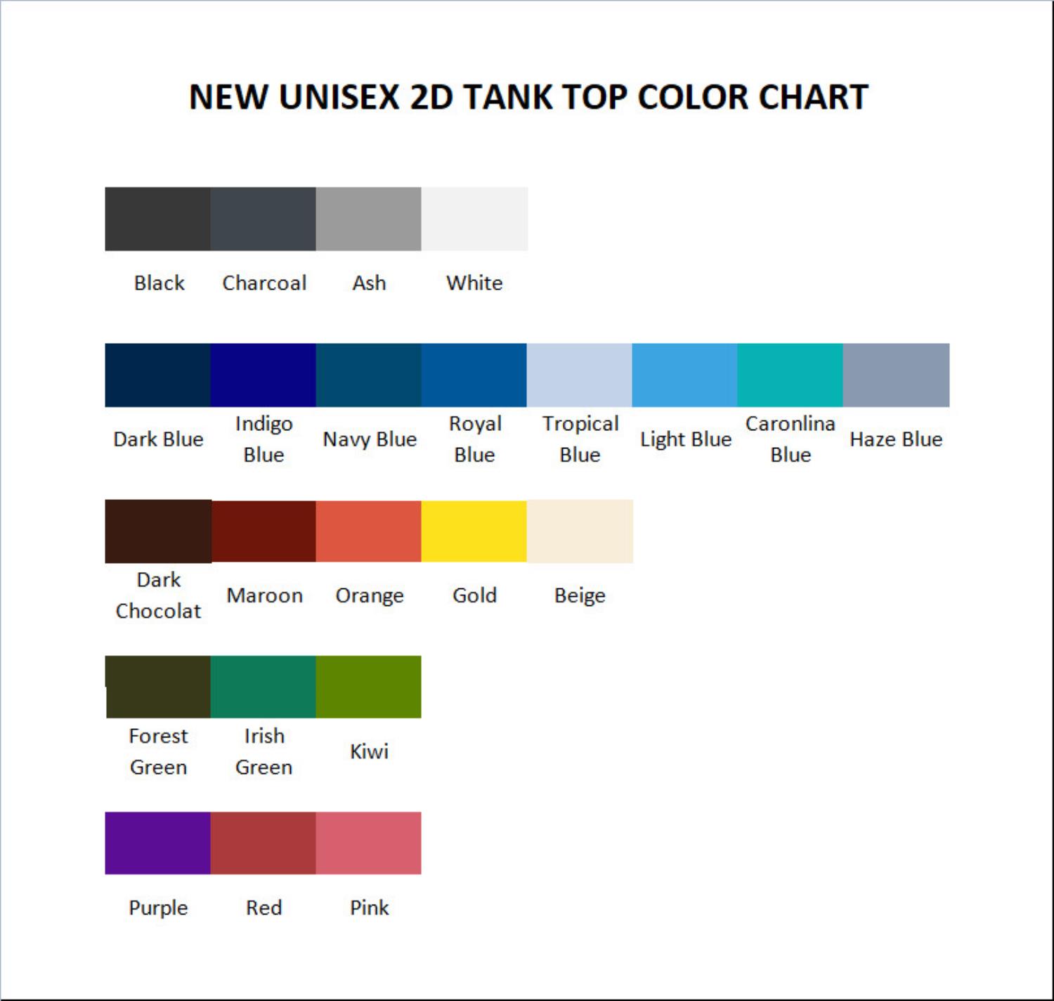tank top color chart - FNAF Game Store