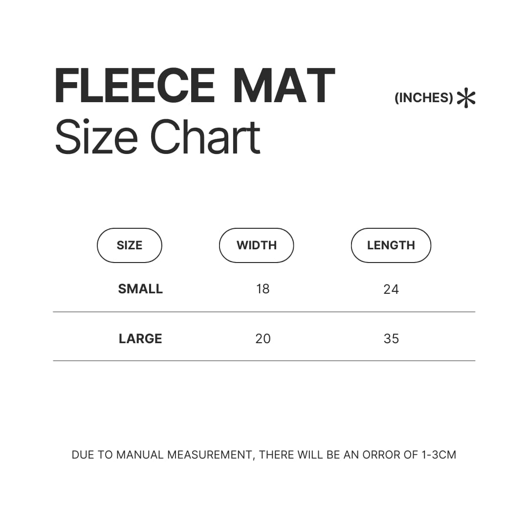 Fleece Mat Size Chart - FNAF Game Store