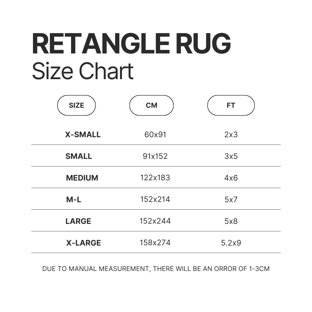 Retangle Rug Size Chart - FNAF Game Store