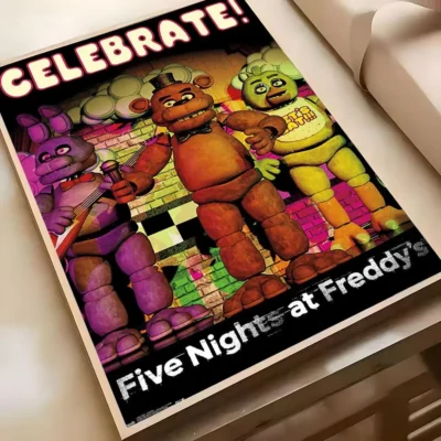 Fnaf Five-nights-At-Freddys Game Poster Poster Waterproof HD Wall Art Decal Self-Adhesive Aesthetic Decor For Home Living Black1