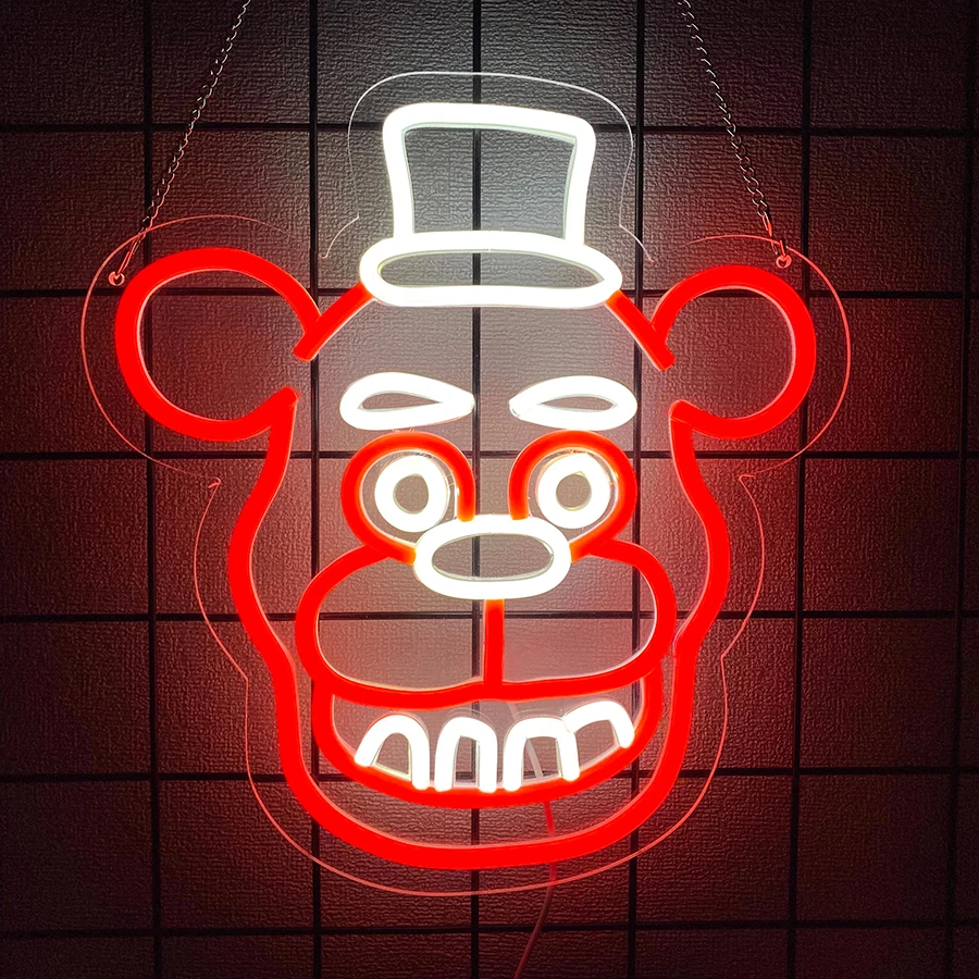 Cute Five Nights Bear Neon Sign, Anime Neon Light